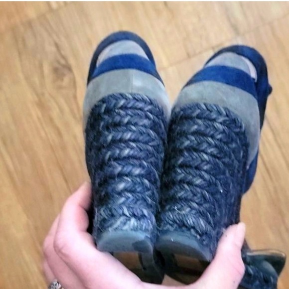 Castaner Grey & BlueSuede Blue Rope Wedge Ankle Wrap Sandals 36. Espadrilles. - Picture 5 of 8